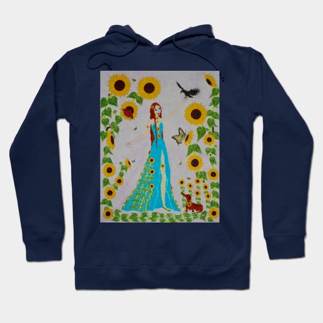 Sumptuous Sunflowers Hoodie by DebiCady